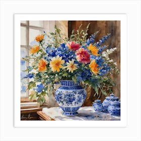 Blue And White Vase Art Print