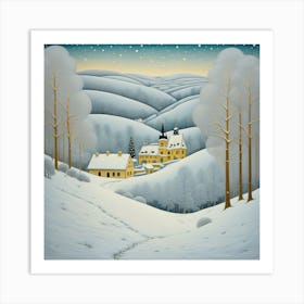 winter snowy landscape, Klimt style Art Print