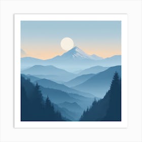 Misty mountains background in blue tone 23 Art Print