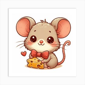 Cute Mouse With Cheese 3 Art Print