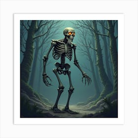 Skeleton Warrior With Glowing Eyes Rising From The Ground 1 Art Print