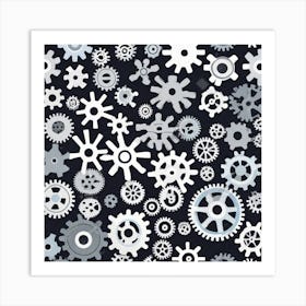 Gears On A Black Background 39 Art Print