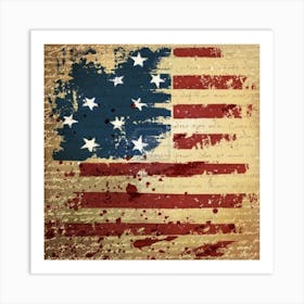 Independence Day Background Abstract Grunge American Flag Art Print