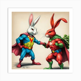 Superman And Rabbit Art Print