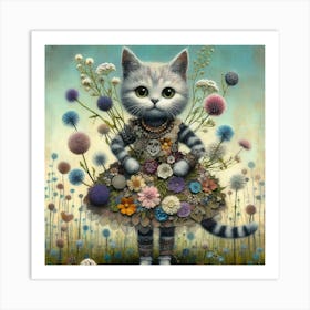 Cute punk cat 3 Art Print