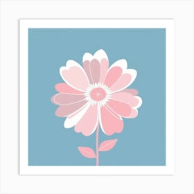 A White And Pink Flower In Minimalist Style Square Composition 404 Art Print