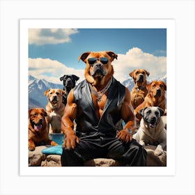 Man With Dogs Art Print