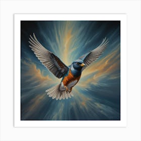 Bluebird In Flight Art Print