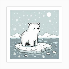 Line Art polar bear 2 Art Print