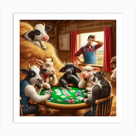 Cows Playing Poker Art Print