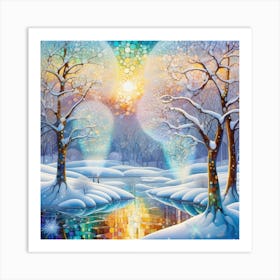 winter crystal landscape, surreal Art Print