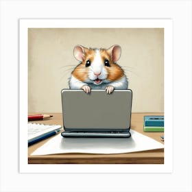 Hamster On A Laptop 4 Art Print