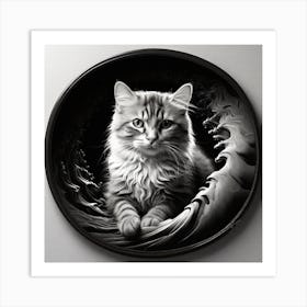 Cat In The Waves Art Print