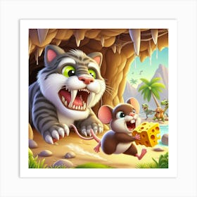 Prehistoric Cat and Mouse 7 Art Print