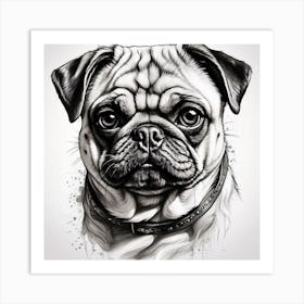 Pug Dog Portrait Art Print