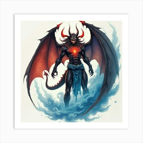 Demon With Watercolor Dark Energy Vortex 1 Art Print