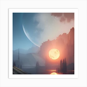 Sunset In Space Art Print