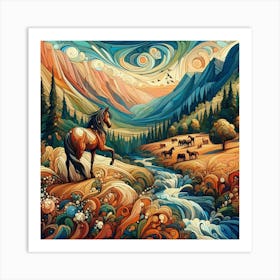 Horse In The Mountains22 Art Print