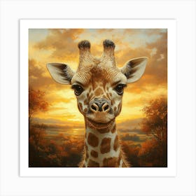 Sunset Giraffe Art Print