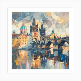 A Prague With Charles Bridge Oil Painting Illust 1720468046 2 Art Print