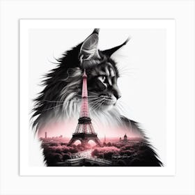 Maine Coon Сat silhouette 3 Art Print