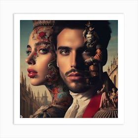 Portrait Of A Royal Man And Woman Art Print