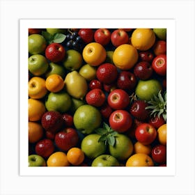 Variety Of Fruits On A Black Background Art Print