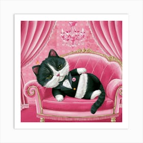 A Whimsical Illustration Of A Tuxedo Cat Taking A 4tls6ngaslm5xwrrd5yaiq Y9 Hvuubsgsommaapql1vw Art Print