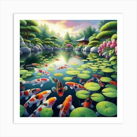 Koi Pond serenity  2 Art Print