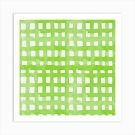 Watercolor Spring Green Grid Art Print