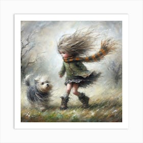 Little Girl With Dog Art Print