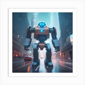 Futuristic Robot In The City 1 Art Print