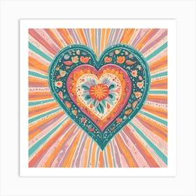 Amor Mexican Dia de los Muertos Heart Art Print