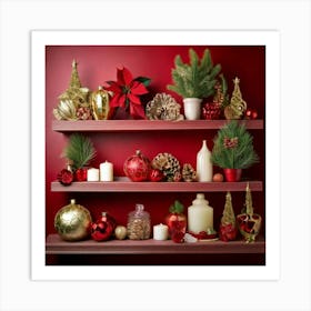 Firefly Charming Holiday Shelf With Festive Christmas Décor 11439 (2) Art Print