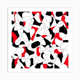 Abstract Red And Black Pattern 1 Art Print