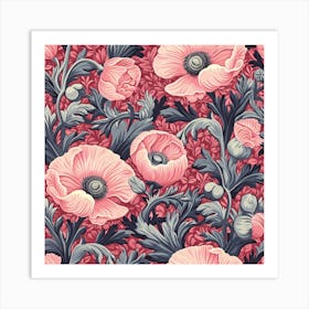 Vintage Floral Poppies Art Print