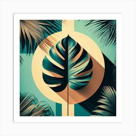 Aesthetic style, Abstraction with tropical leaf 14 Art Print