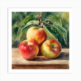 Apples on table Art Print