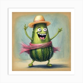 Cucumber With A Hat Art Print