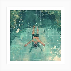 A Swimmer In A Pool Lofi Illustration 1718672147 4 Art Print