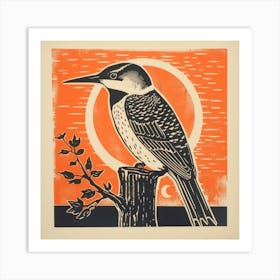 Retro Bird Lithograph Kingfisher 2 Art Print