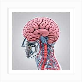 3d Render Of A Medical Image Of A Male Figure With Brain Highlighted 1 Art Print