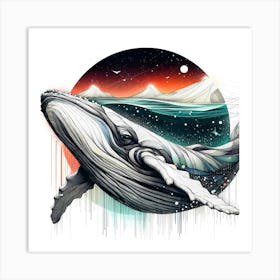 Humpback Whale - Abstract Line Art Illustration 112 Art Print