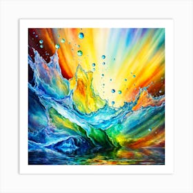 Vibrant Painting Capturing The Harmony Of Water Light And Colors Art Print