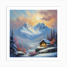 Cabin In The Snow 1 Art Print