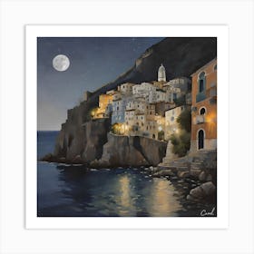 Night In Cinque Terre Art Print