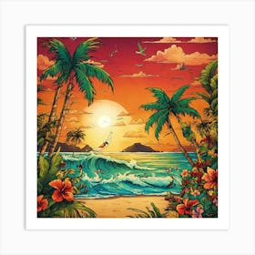 Sunset At The Beach 5 Art Print