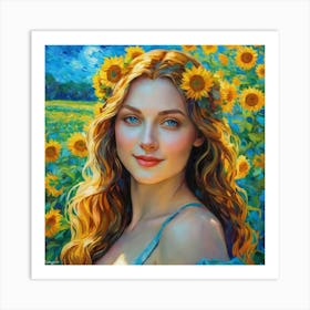 Sunflower Girlghjj Art Print