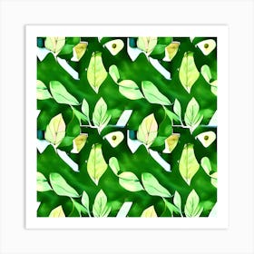 Green Leaves Fabric Art Print