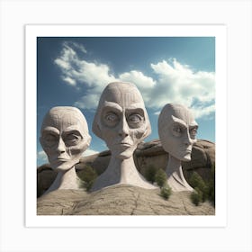 Alien Easter Island 1 Art Print